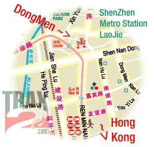 dongmen tržištu Shenzhenu mapu
