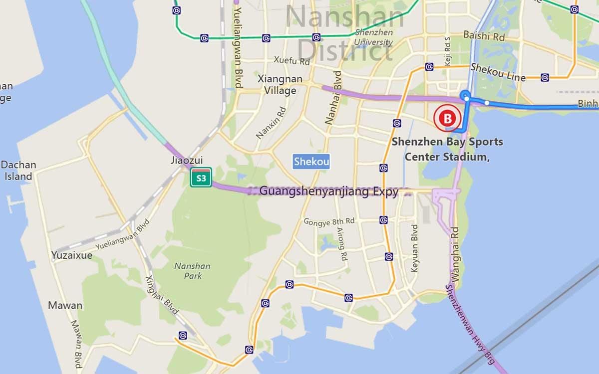 mapa Shenzhenu bay