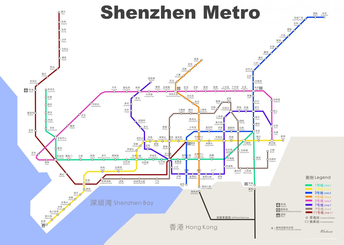 mapa Shenzhenu pod zemljom