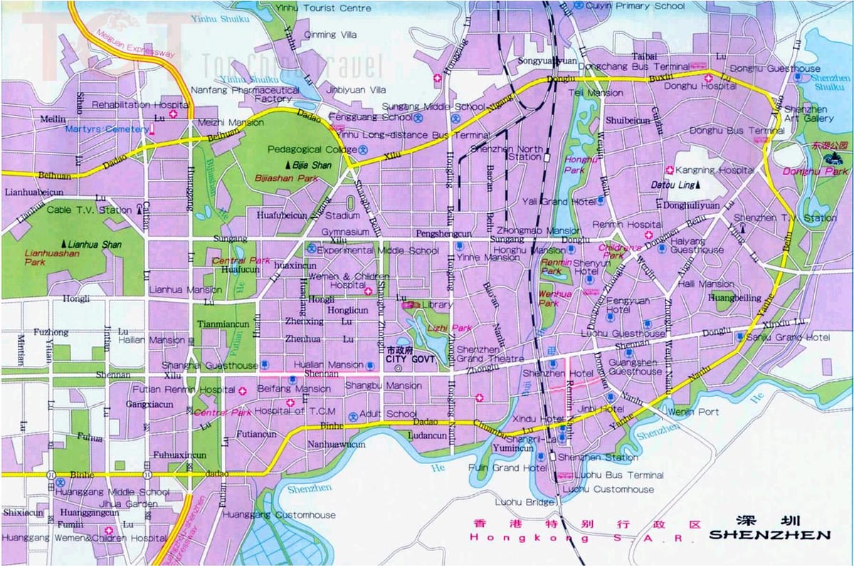 Shenzhenu turističke atrakcije mapu