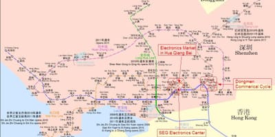 Mapa Shenzhenu elektroniku tržištu